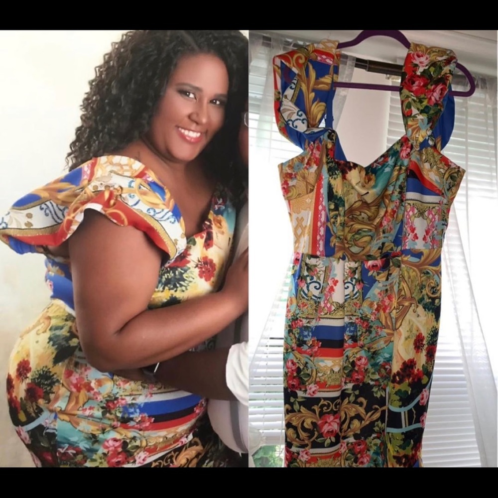 Multicolored midi dress